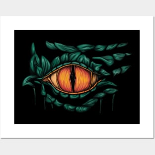 Green dragon eye, fantasy creature Posters and Art